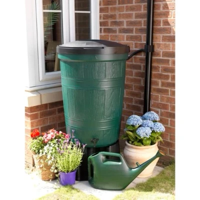 Image of 200L Garden Lake Water Butt, Rain Barrel Collection, Includes Lid &amp; Tap, Storage