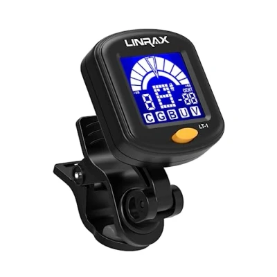 Image of Linrax LT 1 Guitar Tuner, Clip On Tuner for Bass Ukulele Violin Viola Banjo Mandolin, Chromatic with 360 LCD Display, Digital Stringed Instruments, Accessories, Black