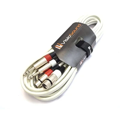 Image of 2 x Female XLR to 6.35mm 1/4&quot; Stereo TRS Jack Balanced Twin Lead/Patch Cable 3 Colours (5m white)