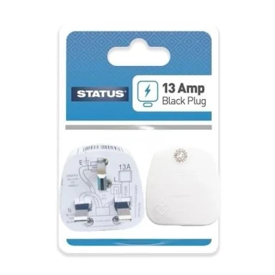 Image of Greenbrook 13A White Plastic Electrical Safety UK Mains 3 Pin Plug Top