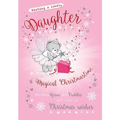 Image of Piccadilly Greetings Cute Christmas Card Daughter 10 x 7 inches