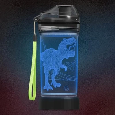 Image of CoolGift Mart Dinosaur Water Bottle Light Up 3D T Rex Design 14oz Tritan BPA Free Gift for 4 5 6 7 Year Old Boys Girls Kids Drinking Cup Christmas Holiday