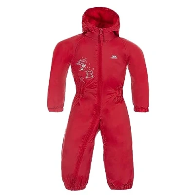 Image of Trespass Dripdrop, Signal Red, 12/18, Waterproof Rain Suit with Hood Kids Unisex, Age 12 18 Months, Red