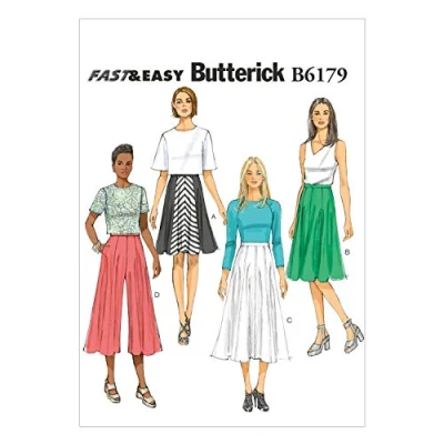 Image of Butterick Patterns 6179, Misses Skirt and Culottes,Sizes, Multi Colour, A5 (6 8 10 12 14)