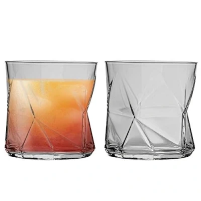 Image of Bormioli Rocco Cassiopea Geometric Whisky Tumbler Glasses Set 320ml Pack of 2