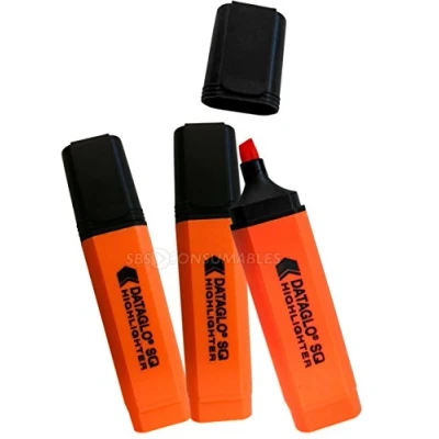 Image of PACK OF 10 ORANGE DATAGLO SQ CHISEL TIP HIGHLIGHTERS