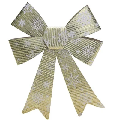 Image of Christmas Concepts® 370mm (14.6&quot;) Gold With White Snowflakes Large Bow Tree Decorations