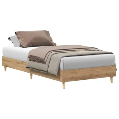 Image of vidaXL Engineered Wood Single Bed Frame Artisan Oak 100x200 Slatted Support