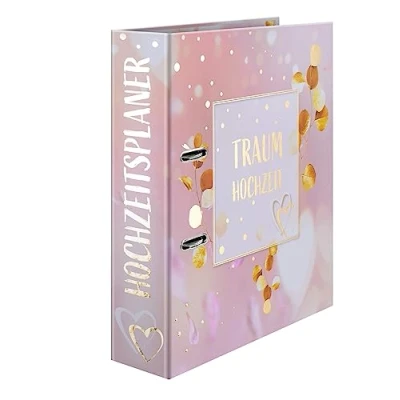 Image of HERMA Wedding Planner Folder with Love Story Motif, A4, Organiser Gold Embellishments and 10 Piece Register, Engagement Gift