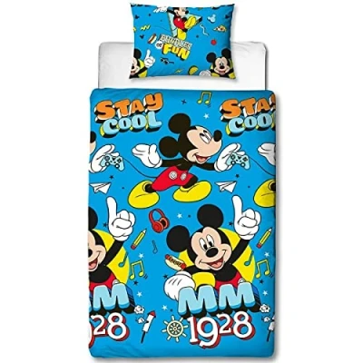Image of DISNEY MICKEY MOUSE Cool Repeat Print Design Duvet Set, Single, Microfibre, Multi Colour