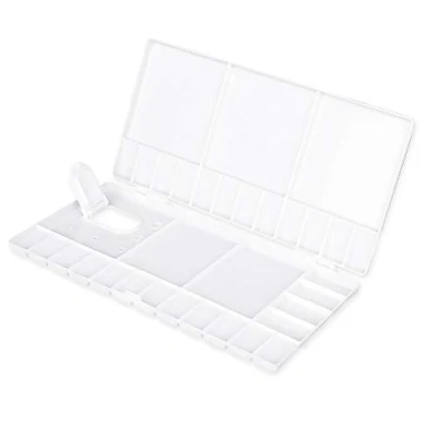 Image of White Folding Artist Plastic Paint Palettes Convenient to Carry 33 Well Grid