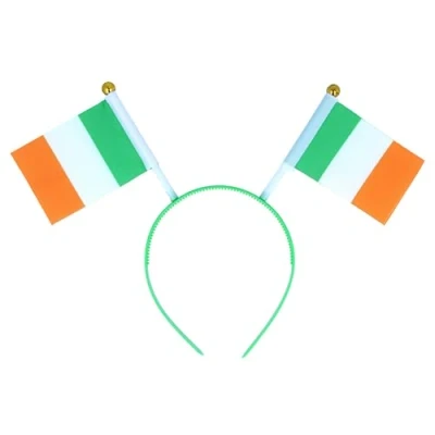 Image of Lizzy 1 x Irish Headband St Patricks Day Shamrock Head Boppers Hats Clover Green Fancy dress Accessories Costume Favors for Women Girls (IRISH Flag Boppers)