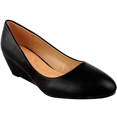Image of Where&#039;s That From Womens Kieran Platform Low Wedge Mid Heel Court Shoes Black Size UK 5
