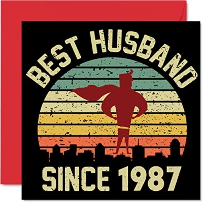 Image of 37th Anniversary Card for Husband from Wife Best Since 1987 Love You Gifts, Happy Wedding Cards Partner, 145mm x Greeting Thirty Seventh Anniversaries