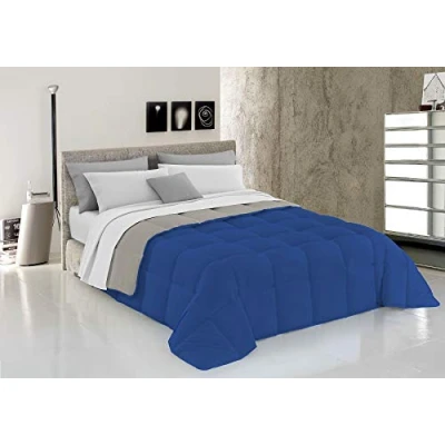 Image of Italian Bed Linen Winter Quilt Elegant,260 x 260 cm,Royal/Light Gray