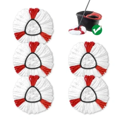 Image of Mop Head Replacement, 5 Pack Compatible for Triangle Swivel Mops, Microfiber, Machine Washable and Easy to Replace