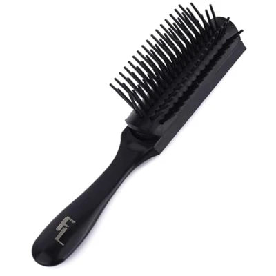 Image of Fine Lines 5 Row Hair Brush for Men &amp; Women, Black Rubber Cushion Tangle Tamer Ideal Curly or and Extensions Perfect Travel Companion Lightweight Comfortable Design