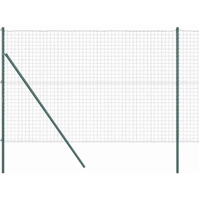 Image of vidaXL Euro Fence with 7 Posts 1.5x10 m Galvanised Steel Green