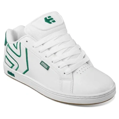 Image of Etnies Fader Skate shoes, Size: 10, White/green Imitation leather/ textile