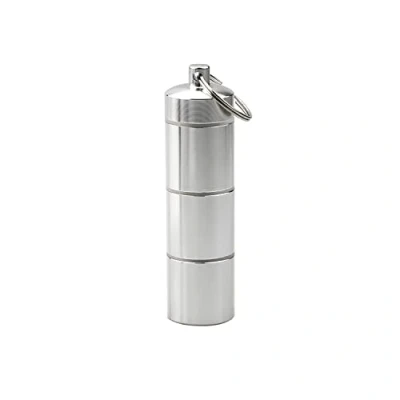 Image of Aluminum Pill Box, Portable 3 Layers Cases Waterproof Container Holder Metal Pocket for Travel Outdoor Daily Use
