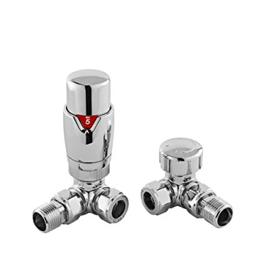 Image of Nuie HT317 Luxury Corner Thermostatic Radiator Valves, Silver