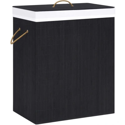 Image of vidaXL Bamboo Laundry Basket Black 83 L