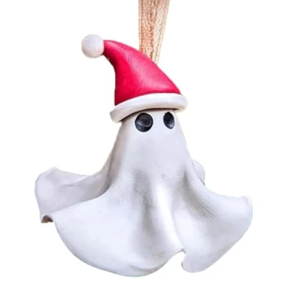 Image of Christmas Ghost Tree Ornament Spooky Creepy Decor Xmas Cute Scary Hanging Ornaments (1PC)