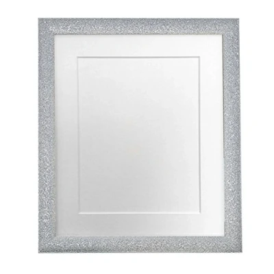 Image of FRAMES BY POST Glitz Silver Picture Photo Frame with White Mount 30 x 20 Plastic Glass, Inch Image Size A2