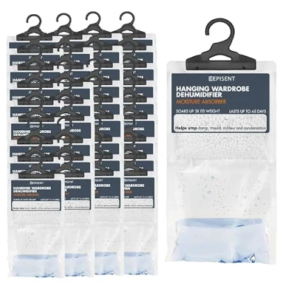 Image of EPISENT Hanging Wardrobe Dehumidifier Fast Acting Natural Hydrophilic Crystals Helps Prevent Damp Mildew Mould Condensation Ideal for Use Around the Home, Office, Vehicles, &amp; Small Spaces (36)