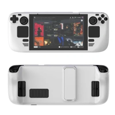 Image of Colorful Protective Case Suitable for Steam deck PC Material Full Cover with Stand Skin friendly Feel Game Console Accessories (white)