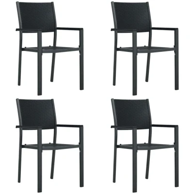 Image of vidaXL Garden Chairs 4 pcs Black Plastic Rattan Look