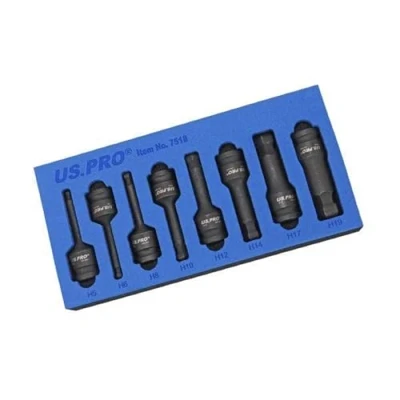 Image of US PRO Tools 8pc 1/2&quot; DR Impact Ball End Hex Allen Bit Sockets H5 H19 7518