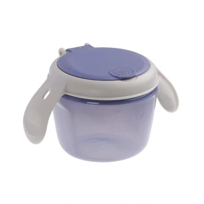 Image of Vital Baby Nourish Toddler Snack Pot 6m+, Deep Purple, On The Go Snacking, Dual Lids, Soft Silicone Slatted Lid, Easy Grip Handles, EarthSmart Biodegradable, BPA Free