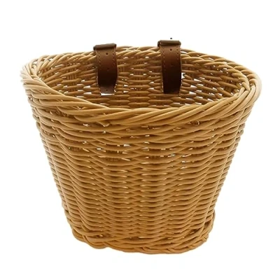 Image of tinysiry Kids Bike Basket Handwoven Cycle for Kids, Bicycle Girls Boys, Handlebar Front Replacement, Hand Woven Children Wicker Coffee