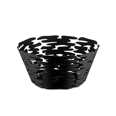 Image of Alessi BM10/21 B Barket Round Basket Diameter 21 cm Black