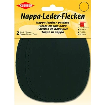Image of Kleiber Sew on Nappa Leather elbow and knee patches 12.5 cm x 10 cm, Black, 2 per pack