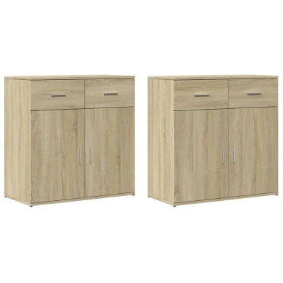 Image of vidaXL Sideboards 2 pcs Sonoma Oak 79x38x80 cm Engineered Wood