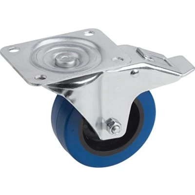 Image of Meister Castor ✓ Brake 105 x 80 mm Plate Elastic Solid Rubber Wheels Soft Tread Roll Bearing Wheel/Castor Heavy Duty Roll, 802610