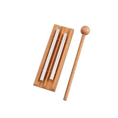 Image of Alnicov Double Tone Meditation Classroom Bell With Mallet Percussion Instrument For Prayer Yoga Eastern Energies Healing Or Teachers&#039; Management