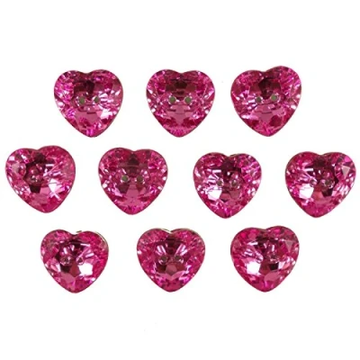 Image of Acrylic Crystal Effect Heart Shape Buttons 20mm Pack of 10 (Pink)
