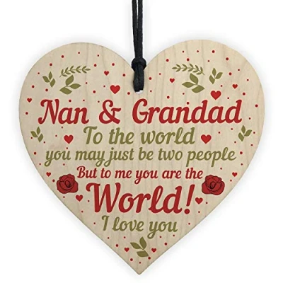 Image of RED OCEAN Special Nan And Grandad Gift Wooden Heart Birthday Grandparent Plaque Keepsake
