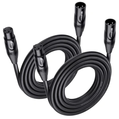 Image of Cable Matters 2 Pack Premium XLR to Microphone 15 Feet, Oxygen Free Copper (OFC) Male Female Cord/XLR Cables/Mic