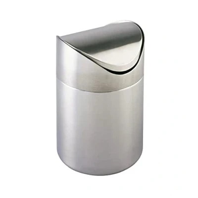 Image of Wenko 16800100 Cosmetic bin Otranto, Capacity 3 L, Metal Stainless Steel, 16 x 23.5 cm, Satinised