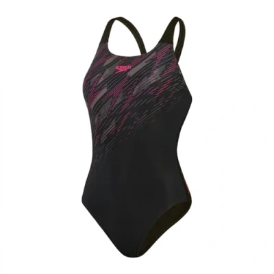 Image of Speedo Hyperboom Swimsuit, Women&#039;s, Size: 30, Black/electric pink/usa charcoal