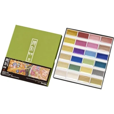 Image of Kuretake ZIG GANSAI TAMBI Watercolors 24 Metallic colors set, MC20/24V/NW2