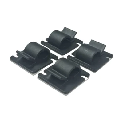 Image of 50 Pack Self Adhesive Cable Clips 10mm Management Tidy Hooks (Black)