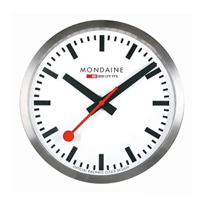 Image of Mondaine Wall Clock A995.CLOCK.16SBB 40cm Official Swiss Railways Red Second Hand Aluminium Casing Dust Resistant Clocks
