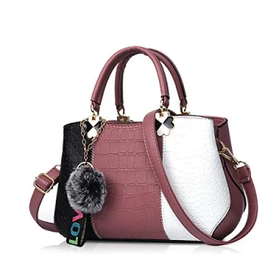 Image of NICOLE &amp; DORIS 2024 New Handbags for women Fashion Ladies Shoulder Bags Designer Top Handle Bag with Pompom Pink
