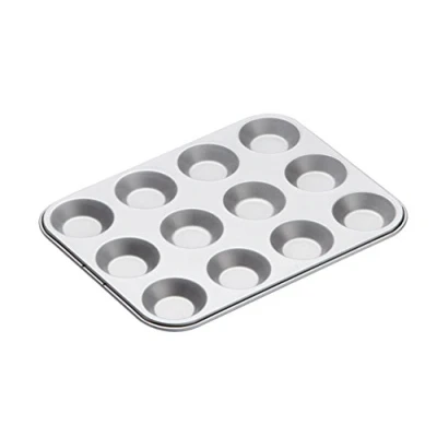 Image of KitchenCraft Non Stick Muffin Tin / Mince Pie Baking Tray, 12 Holes, 31.5 x 24 cm, Silver
