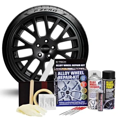 Image of E TECH Car Complete Alloy Wheel Refurbishment Repair Professional Kit BLACK